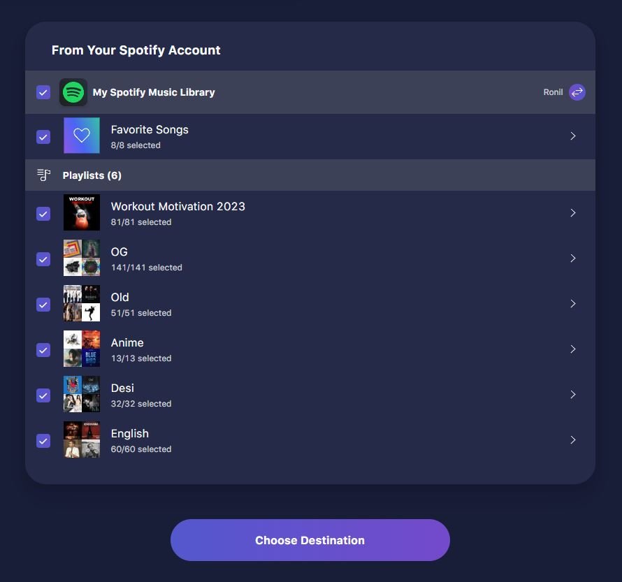 Spotify プレイリスト選択済み